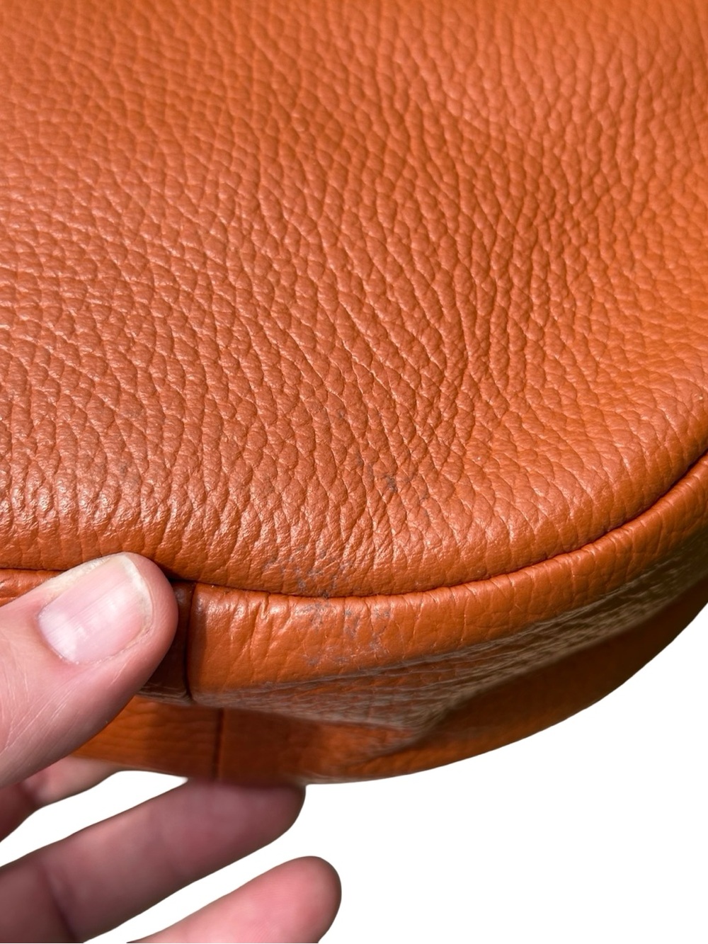 Valentina Orange Cognac Pebbled Leather Crossbody Saddle Bag - Made In Italy - Picture 15 of 16